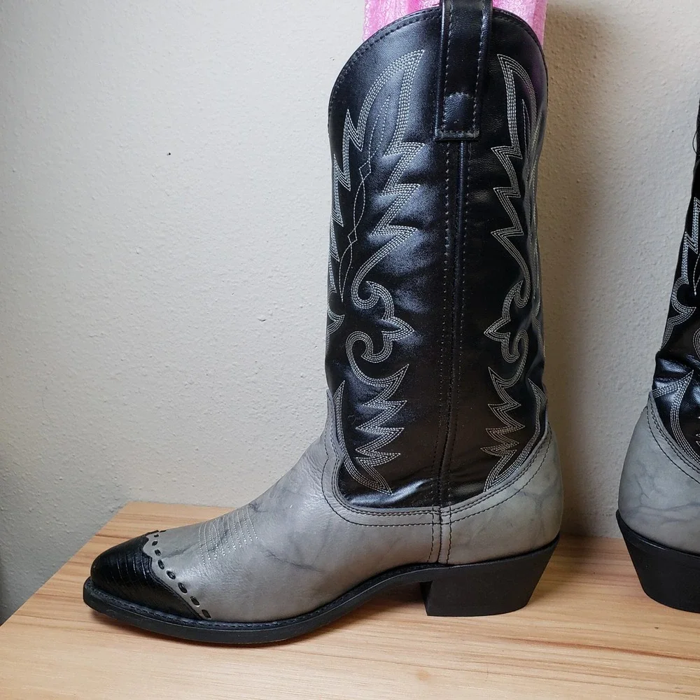 Laredo Men's Size 10.5 Extra Wide Flagstaff Western Boots Black Gray Cowboy